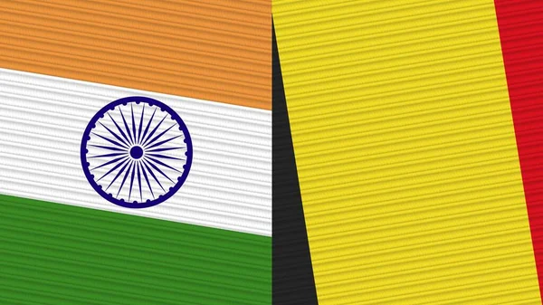 België India Twee Halve Vlaggen Samen Textuur Illustratie — Stockfoto