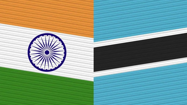 Botswana India Two Half Flags Together Fabric Texture Illustration — стокове фото