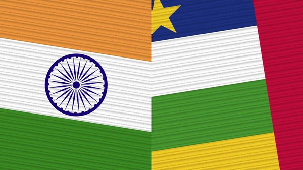 Central African Republic India Two Half Flags Together Fabric Texture — Stock Photo, Image
