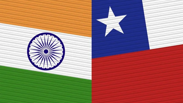 Chile India Két Fél Zászlók Együtt Szövet Textúra Illusztráció — Stock Fotó