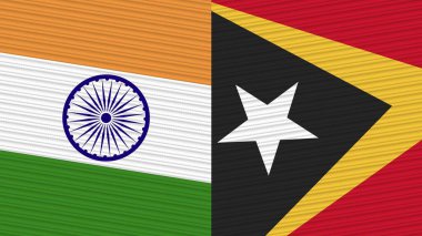 Doğu Timor ve Hindistan İki Yarım Bayrak Birlikte Kumaş Doku Çizimi