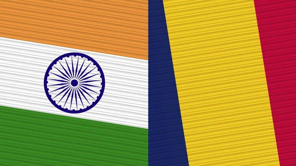 Chad India Two Half Flags Together Fabric Texture Illustration — 图库照片