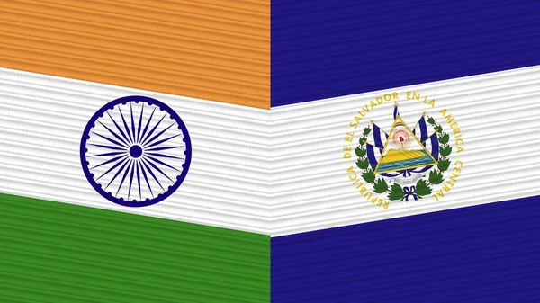 Salvador India Twee Halve Vlaggen Samen Textiel Illustratie — Stockfoto