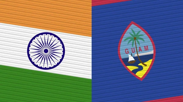 Guam India Two Half Flags Together Fabric Texture Illustration — 图库照片