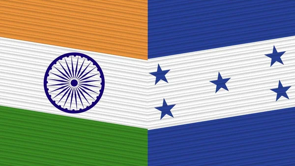 Honduras India Two Half Flags Together Fabric Texture Illustration — 图库照片