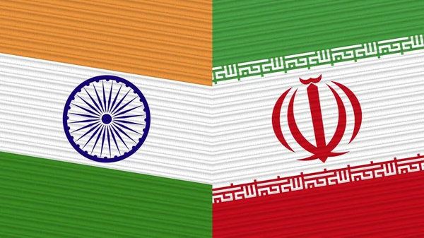 Иллюстрация Текстур Двух Полуфлагов Ирана Индии — стоковое фото