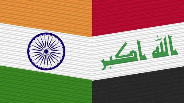 Irak India Két Fél Zászlók Együtt Szövet Textúra Illusztráció — Stock Fotó