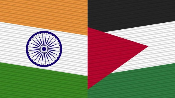 Jordánia India Két Fél Zászlók Együtt Szövet Textúra Illusztráció — Stock Fotó