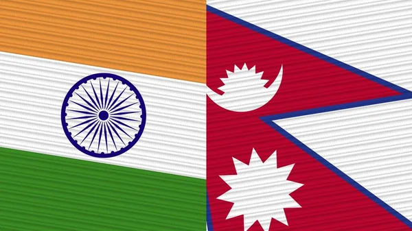 Nepal India Twee Halve Vlaggen Samen Stof Textuur Illustratie — Stockfoto