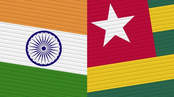 Togo India Two Half Flags Together Fabric Texture Illustration — 图库照片