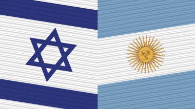 Arjantin ve İsrail Birlikte İki Yarım Bayrak Kumaş Resim