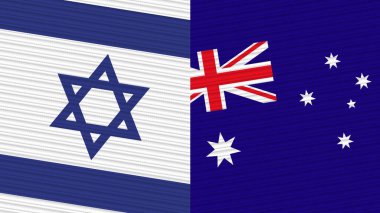 Avustralya ve İsrail İki Yarım Bayrak Birlikte Kumaş Doku İllüstrasyonu