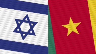Kamerun ve İsrail İki Yarım Bayrak Birlikte Kumaş Çizim