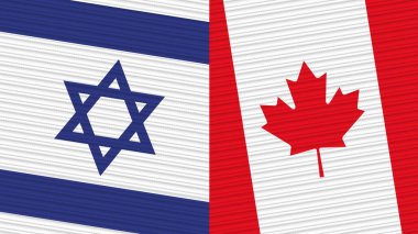 Kanada ve İsrail Birlikte İki Yarım Bayrak Kumaş Çizimi
