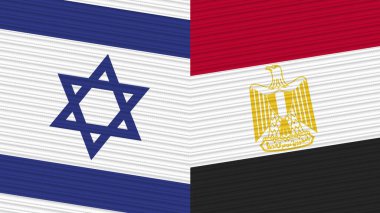 Mısır ve İsrail İki Yarım Bayrak Birlikte Kumaş Doku Çizimi