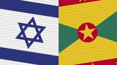 Grenada ve İsrail İki Yarım Bayrak Birlikte Kumaş Doku Çizimi