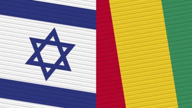 Gine ve İsrail İki Yarım Bayrak Birlikte Kumaş Doku Çizimi