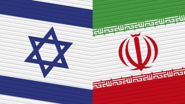 İran ve İsrail Birlikte İki Yarım Bayrak Kumaş Resim