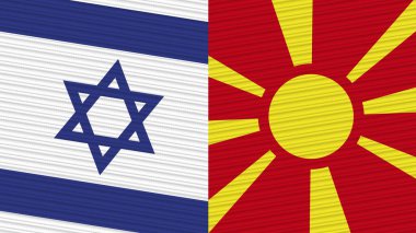 Makedonya ve İsrail Birlikte İki Yarım Bayrak Kumaş Doku İllüstrasyonu