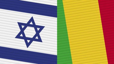 Mali ve İsrail Birlikte İki Yarım Bayrak Kumaş Doku İllüstrasyonu