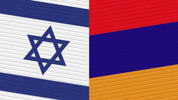 Armenia Israel Dos Medias Banderas Juntas Textura Tela Ilustración —  Fotos de Stock