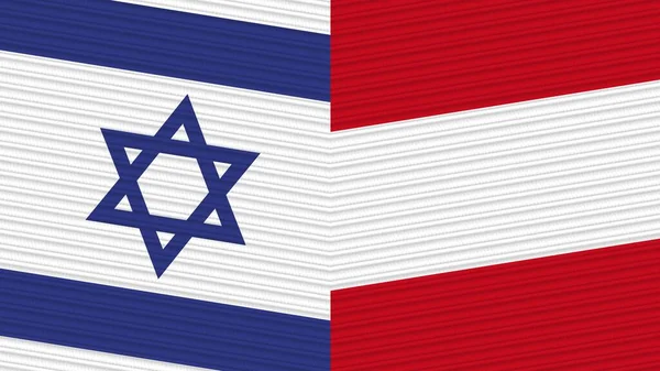 Ausztria Izrael Két Fél Zászlók Együtt Szövet Textúra Illusztráció — Stock Fotó