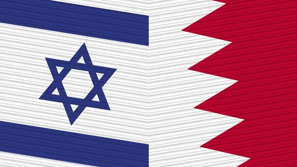 Bahrein Izrael Két Fél Zászlók Együtt Szövet Textúra Illusztráció — Stock Fotó