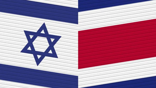 Costa Rica Izrael Két Fél Zászlók Együtt Szövet Textúra Illusztráció — Stock Fotó