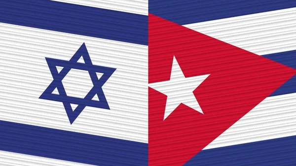 古巴和以色列两面半旗一起织造纹理图解 — 图库照片
