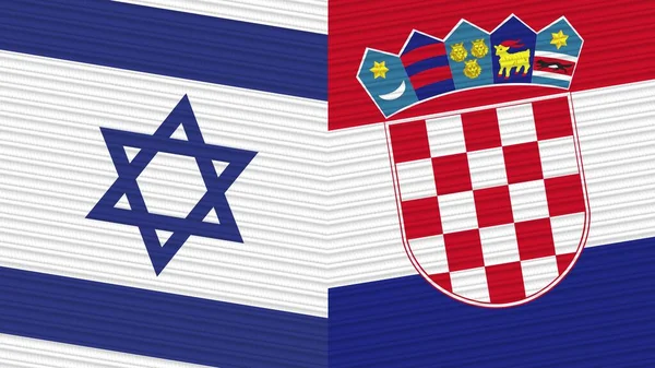Chorwacja Izrael Dwie Półflagi Razem Tekstura Ilustracja — Zdjęcie stockowe