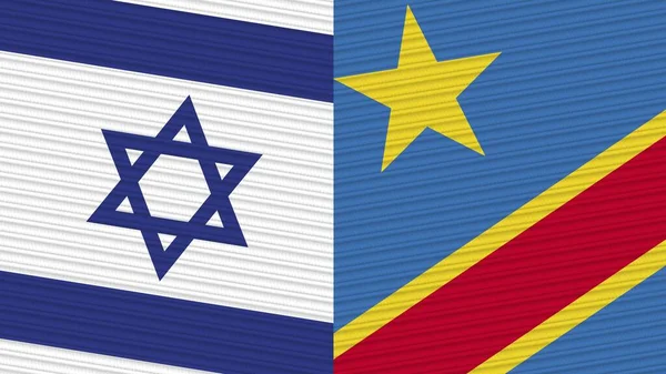 República Democrática Del Congo Israel Dos Medias Banderas Juntas Textura —  Fotos de Stock