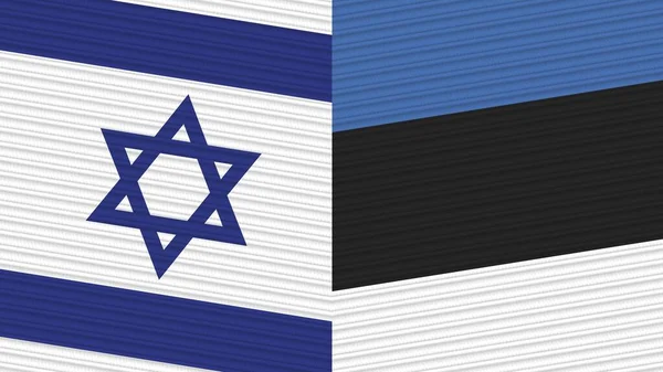 Estonia Israel Dos Medias Banderas Juntas Textura Tela Ilustración — Foto de Stock