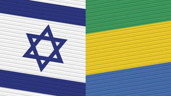 Габон Ізраїль Два Півпрапори Разом Фабричні Текстурні Ілюстрації — стокове фото