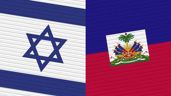 Haití Israel Dos Medias Banderas Juntas Textura Tela Ilustración — Foto de Stock