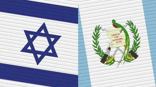 Guatemala Izrael Dvě Poloviční Vlajky Dohromady Textilní Textury Ilustrace — Stock fotografie