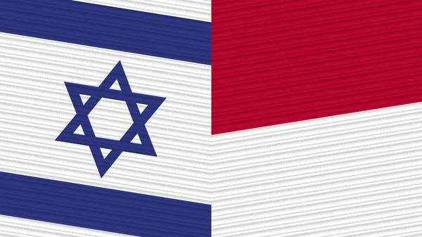 Indonézia Izrael Két Fél Zászlók Együtt Szövet Textúra Illusztráció — Stock Fotó