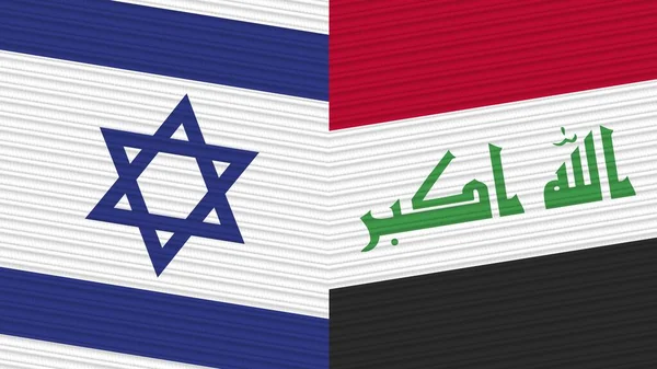 Iraq Israel Два Півпрапора Разом Ілюстрації Текстури Тканини — стокове фото