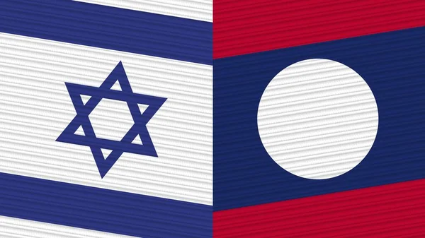 Laos Israel Dos Medias Banderas Juntas Textura Tela Ilustración —  Fotos de Stock