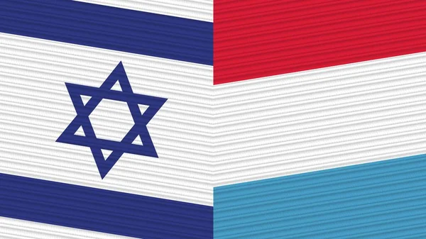 Luxemburgo Israel Dos Medias Banderas Juntas Textura Tela Ilustración —  Fotos de Stock