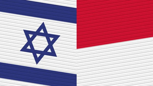 Monaco Izrael Két Fél Zászlók Együtt Szövet Textúra Illusztráció — Stock Fotó