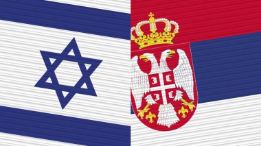 Sırbistan ve İsrail Birlikte İki Yarım Bayrak Kumaş Çizimi