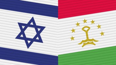 Tacikistan ve İsrail Birlikte İki Yarım Bayrak Kumaş Çizimi