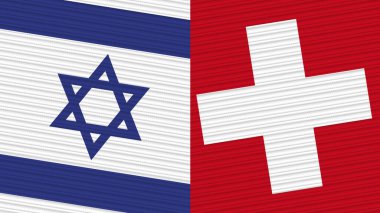 İsviçre ve İsrail Birlikte İki Yarım Bayrak Kumaş Çizimi
