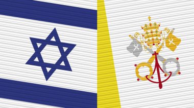 Vatikan ve İsrail İki Yarım Bayrak Birlikte Kumaş Resim