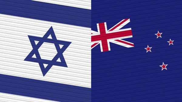 Zéland Izrael Két Fél Zászlók Együtt Szövet Textúra Illusztráció — Stock Fotó