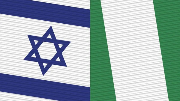 Nigeria Israel Dos Medias Banderas Juntas Textura Tela Ilustración — Foto de Stock