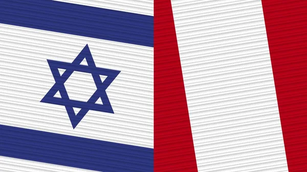 Peru Und Israel Zwei Halbe Flaggen Zusammen Textur Illustration — Stockfoto