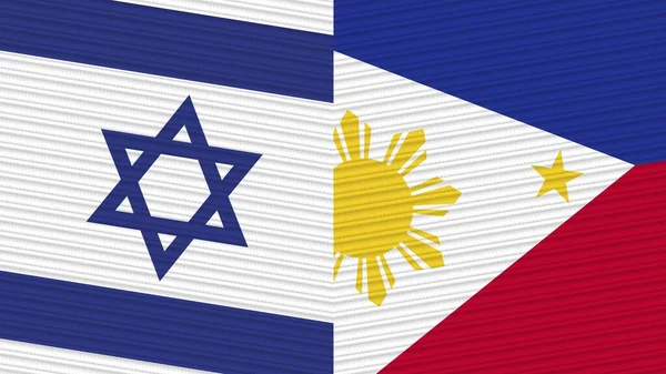 Filipina Dan Israel Dua Setengah Bendera Bersama Ilustrasi Tekstur Kain — Stok Foto