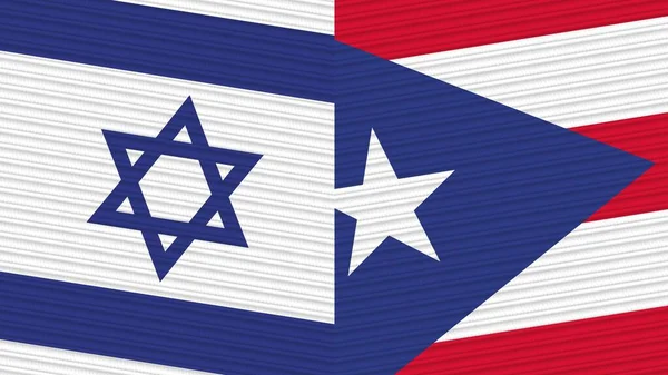 Porto Rico Israele Due Mezze Bandiere Insieme Tessuto Texture Illustrazione — Foto Stock
