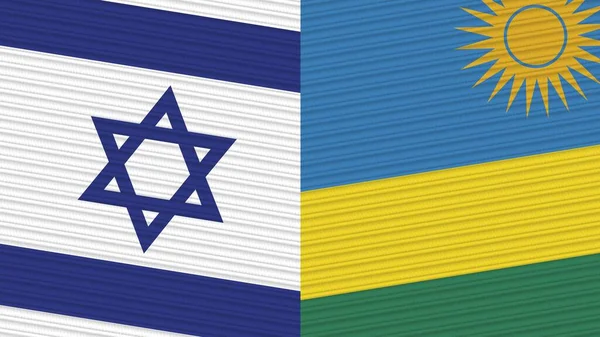 卢旺达和以色列两个半旗一起织造纹理图解 — 图库照片